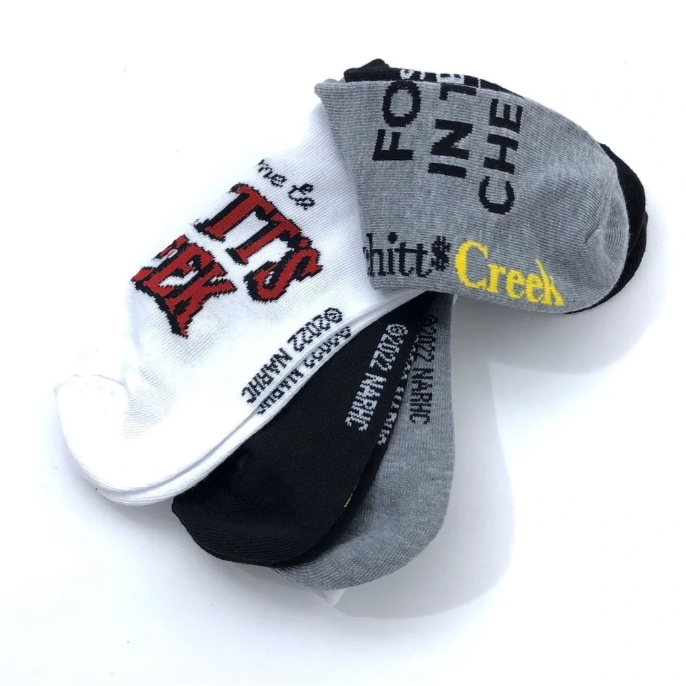 Schitts Creek 6-Pack Black White Gray Novelty Ankle Socks
